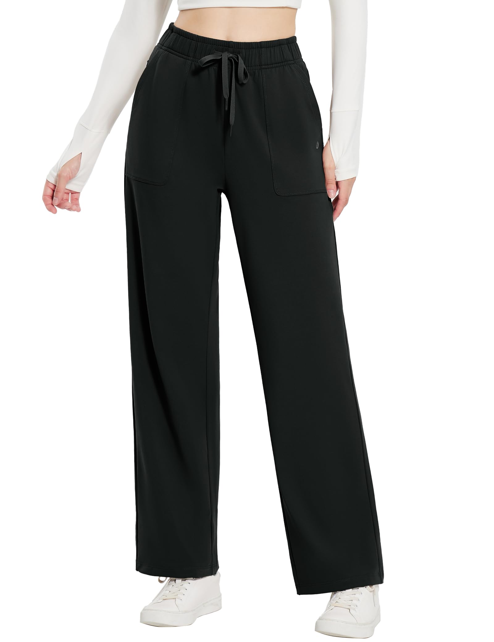 Women's Wide Leg Fleece Joggers - Black M-image-462c3fb2-b27c-4584-9003-91b68afd0fb1-102439