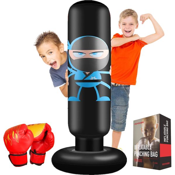 FOYOCER Punching Bag Kids With Boxing Gloves 160cm Ninja Boxing