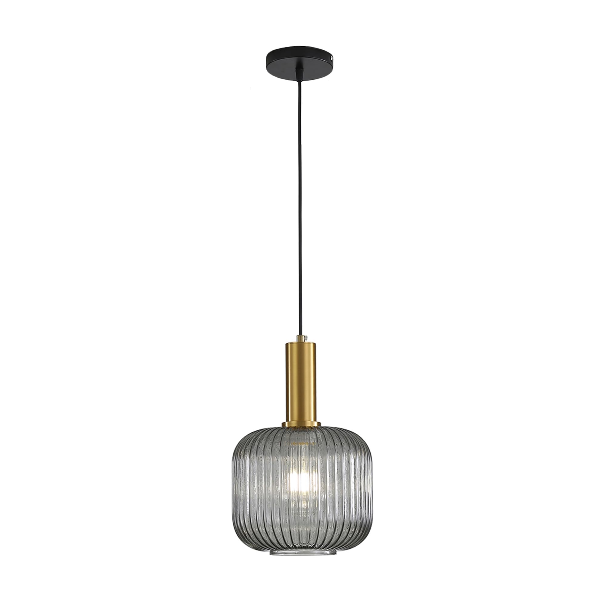 Striped Glass Pendant Light E27 Adjustable - Grey 20cm-image-f936875e-2bc9-4429-b7e5-ff1ca463b2e7-94276