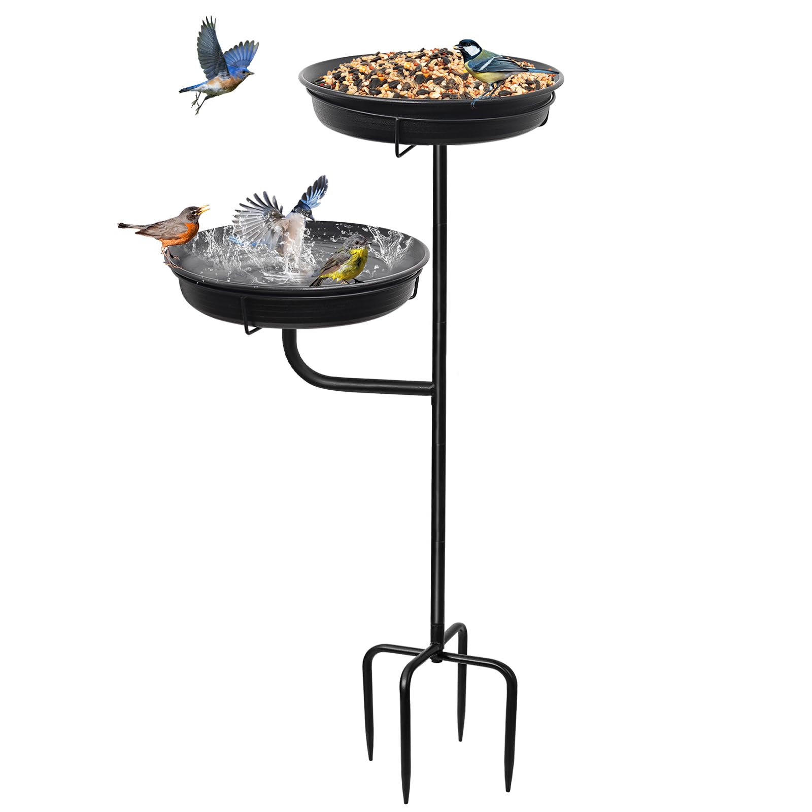 Bird Bath & Feeder Outdoor Garden - Black Style A-image-0e39703e-ba56-42dd-9b91-a20deecd8e55-94226