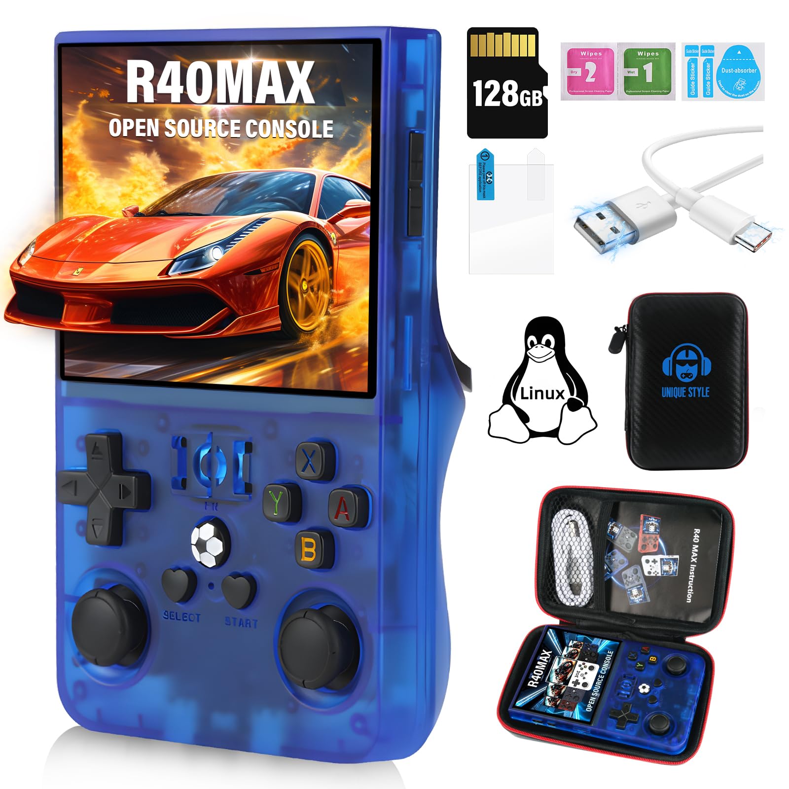 Console De Jeu Portable R40XX – Écran 4,2 Pouces, 128 Go, LINUX, Multijoueur BT, Rétro – 6 Couleurs