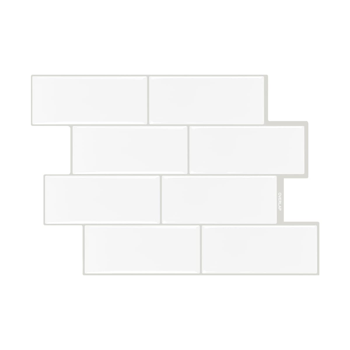 3D Peel & Stick Wall Tiles - Easy DIY Backsplash for Kitchen & Bathroom, 4 Sheets, White, 11"x11"