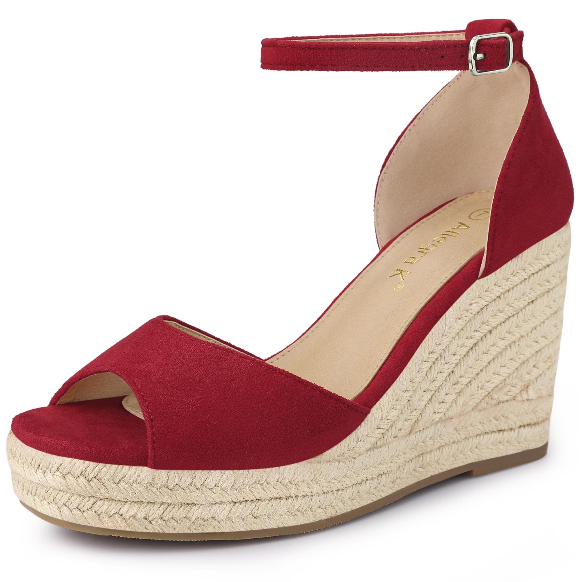 Women's Espadrille Wedge Sandals - Red UK 8-image-3cf2fb11-5aec-48ce-95f2-8344c6c96b4b-86817