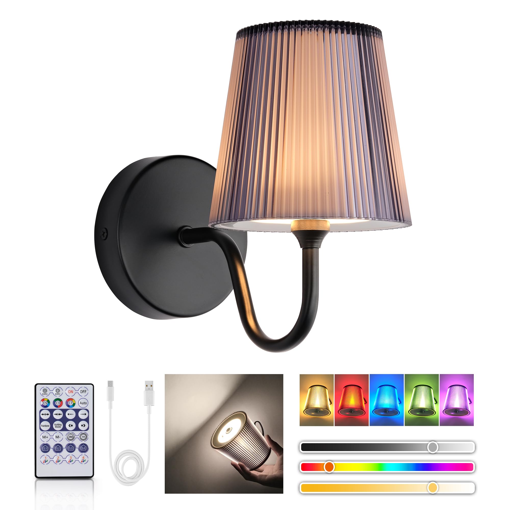 Magnetic RGB Wall Light Rechargeable - Black 1pc-image-56a84520-924d-41de-b6f9-780f0356f900-113535