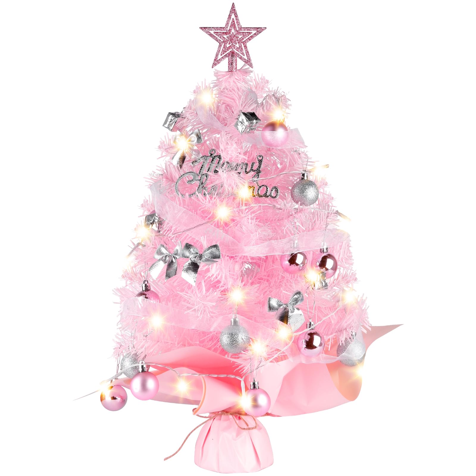 Mini Christmas Trees with Lights, Migaven Tabletop 2ft/60cm Pink-image-7666ba26-c51b-4cb7-9a6b-faaaf03901e3-44822