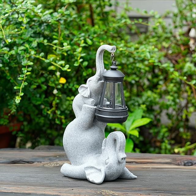 Solar Elephant Garden Statue Light - 10in Resin-image-a8ddac76-b25c-4e50-ba0f-a05296319faa-90962
