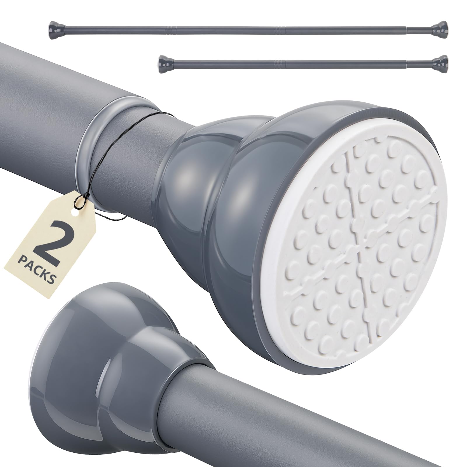 Adjustable Shower Curtain Rods 2 Pack - Grey 70-100cm+100-130cm-image-45597592-59d4-40b7-a761-978d73ec1f7f-121336