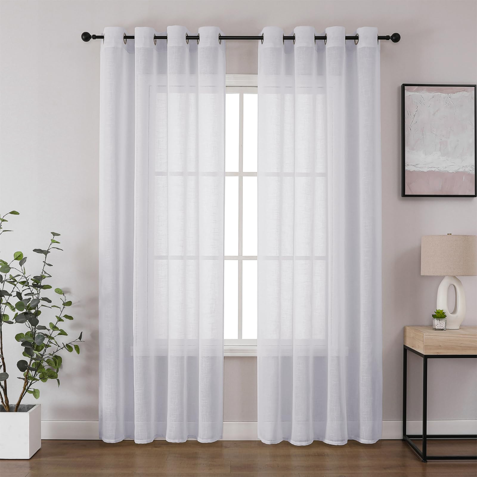 Voile Curtains 2 Panels Sheer - White W55 x L72-image-766ce9c1-3861-426d-8b2f-37b66068307e-104946