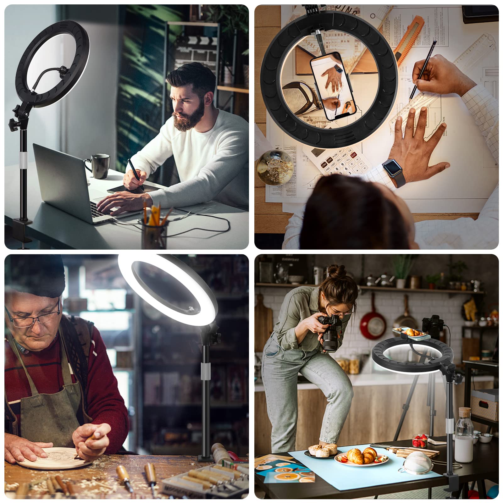 Evershop Desk Ring Light For Laptop With Phone Stand, Video - Main Image