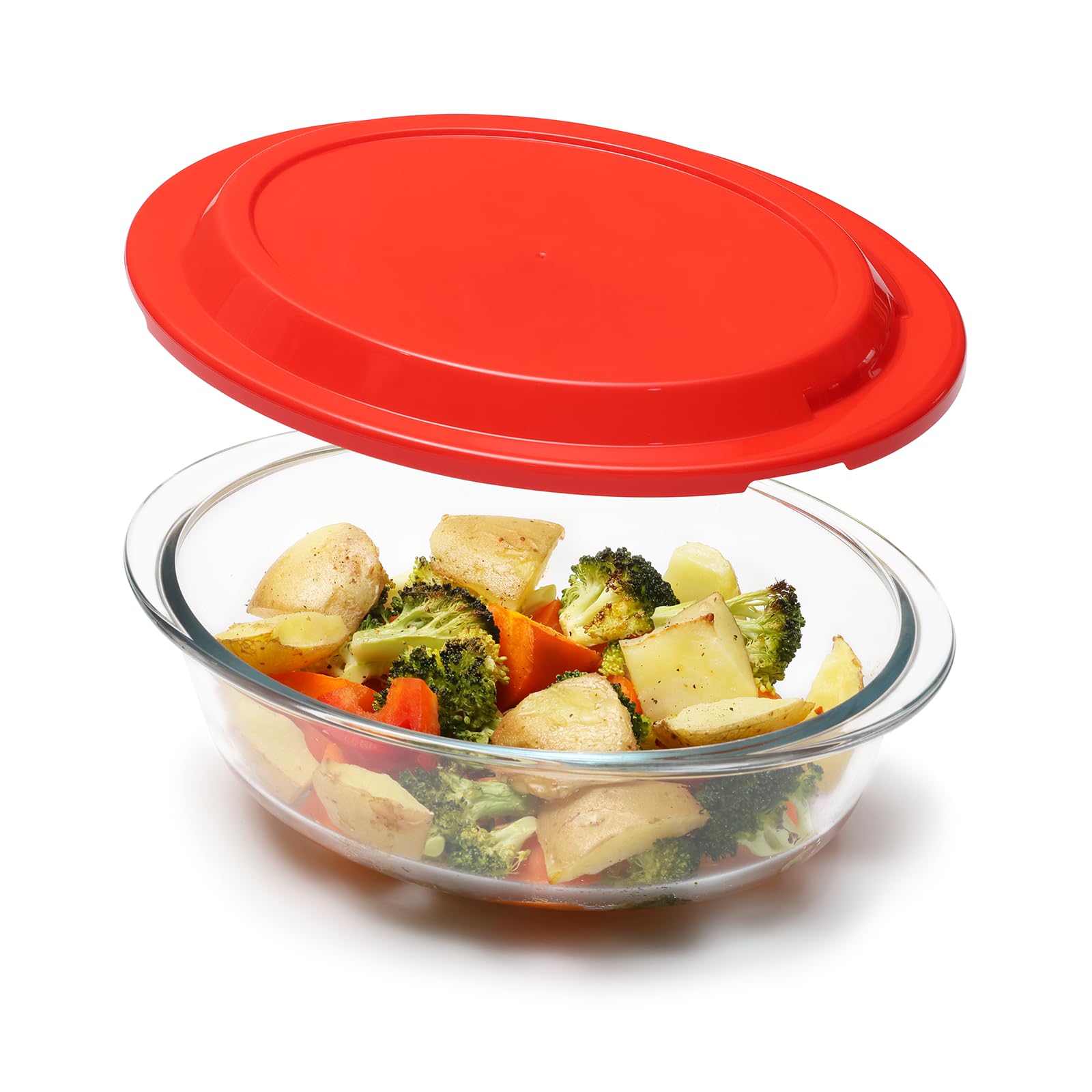 1.4L Deep Oval Glass Baking Dish with Lid, 25x18x9cm