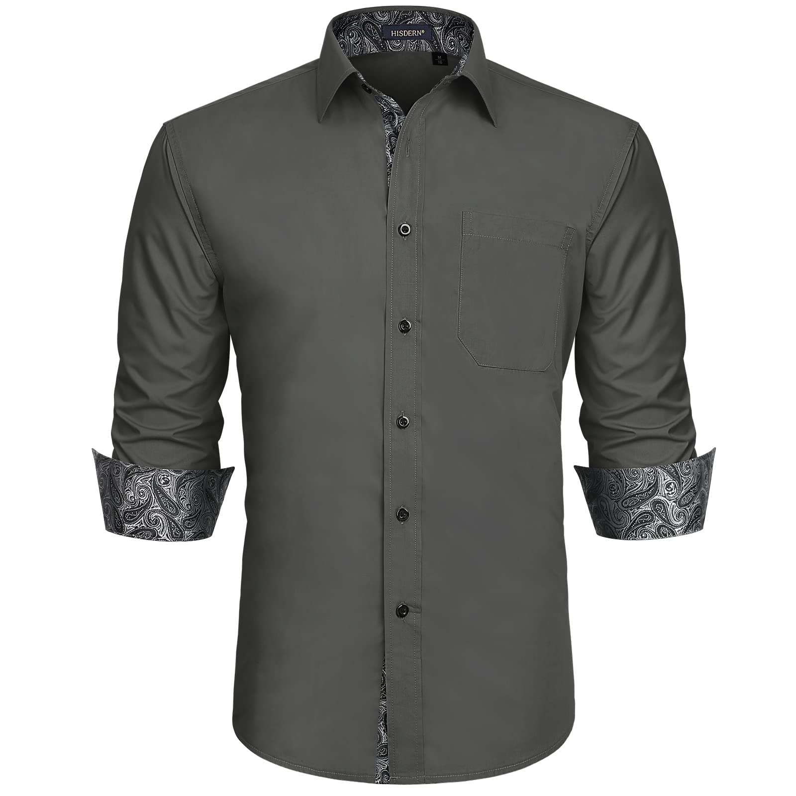 Men's Long Sleeve Dress Shirt - Grey 1 5XL-image-1f08145b-57d8-4c84-875c-12b42712b2f8-101769
