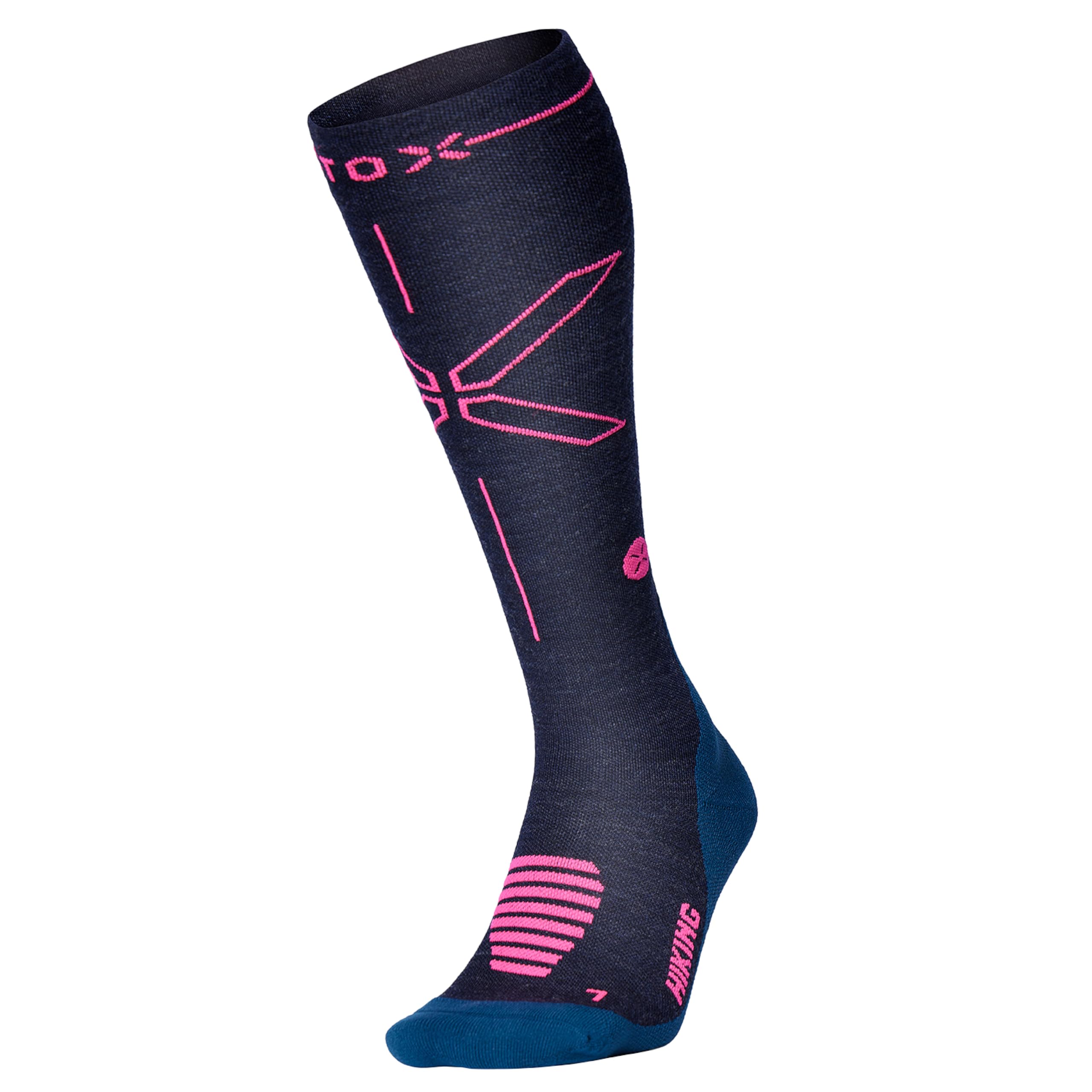 Hiking Compression Socks Merino Wool - Dark Blue/Pink S-image-ec972a5a-2494-4bec-8e96-00668ef0799a-114935