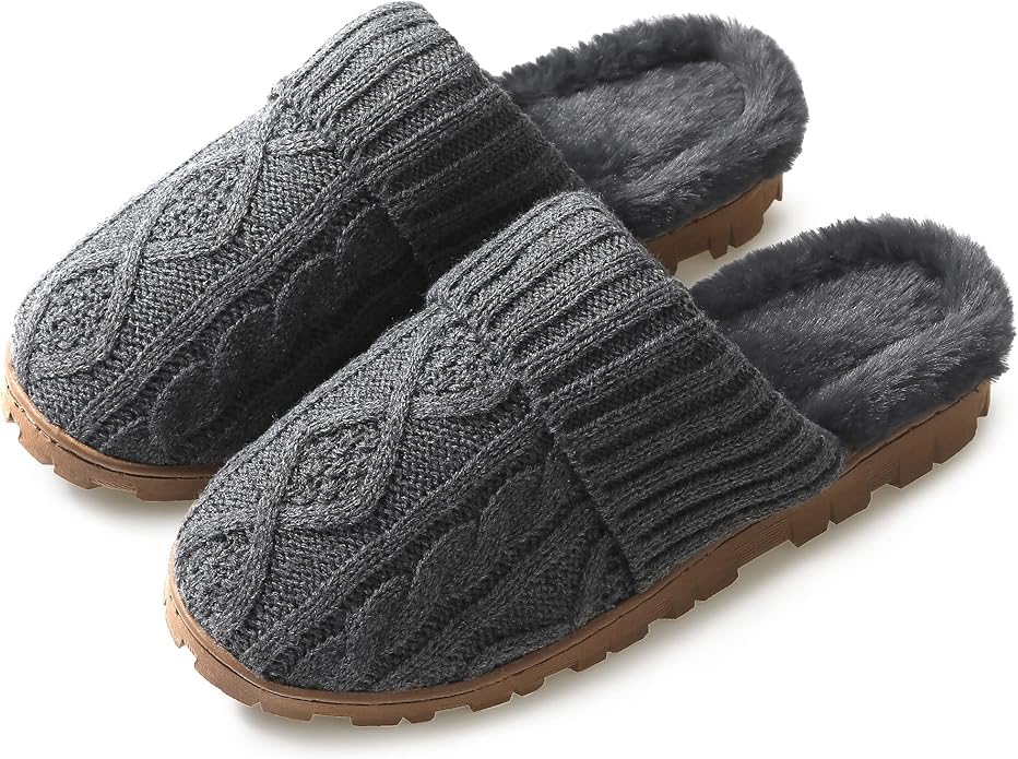 Women's Knitted Slippers Memory Foam - Grey UK 7/8-image-39a56686-7c5c-4ce3-87e2-4d14260d4192-99147