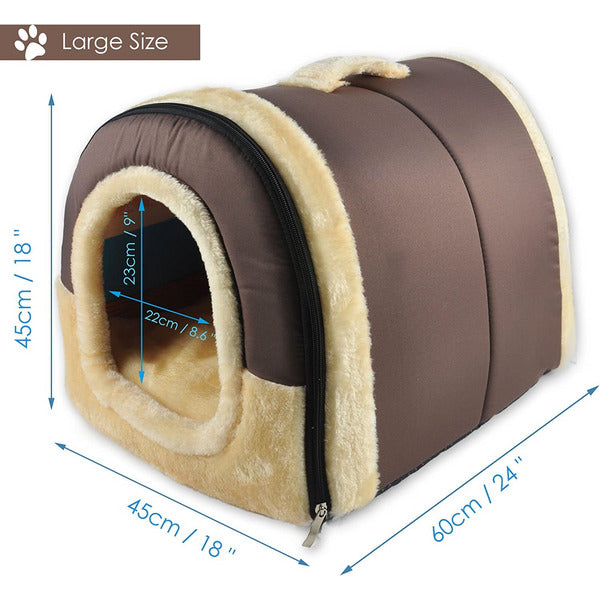 ANPPEX 2XL Large Dog House Indoor – Convertible Igloo Bed With Cushion For Big & Medium Dogs