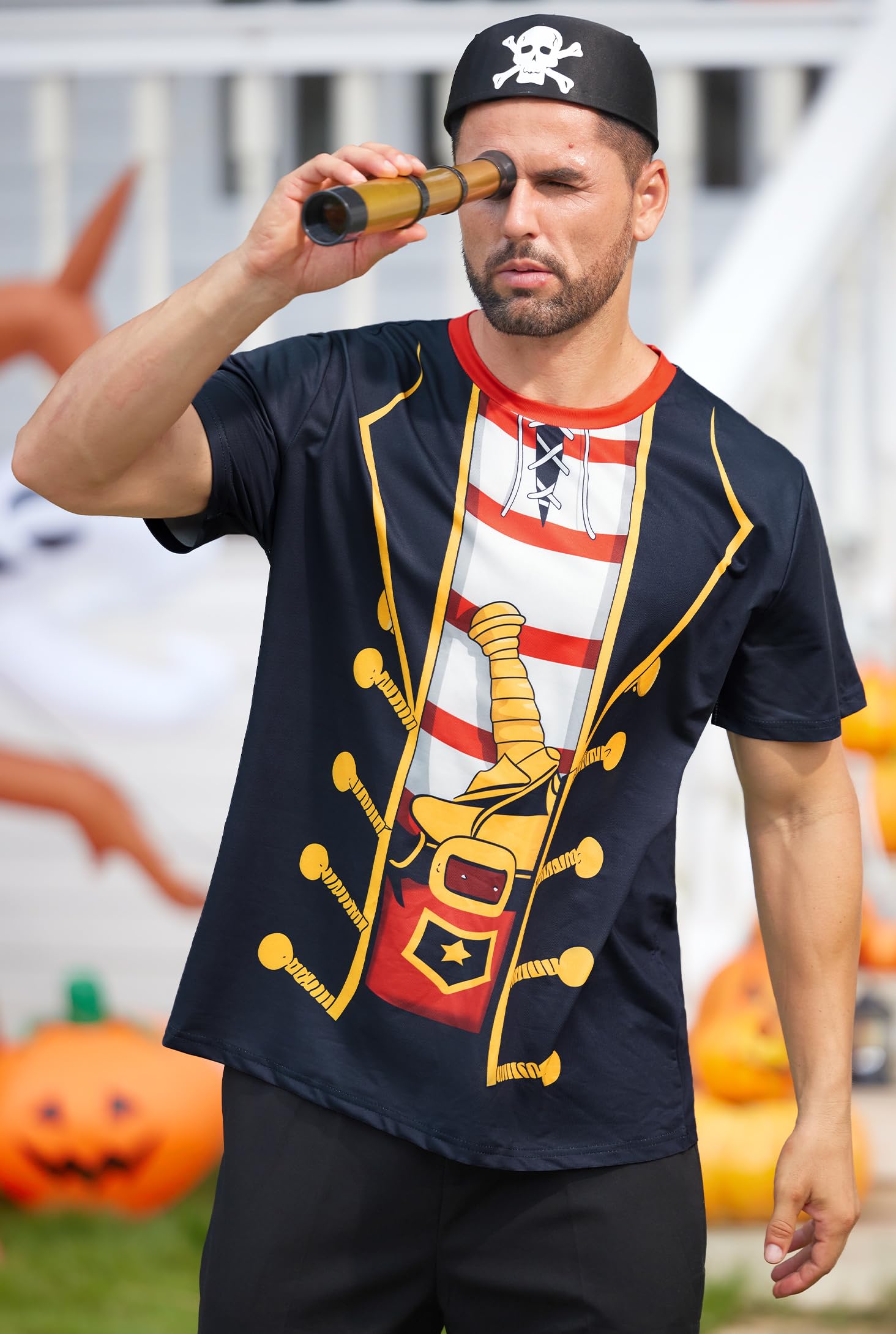 Mainfini Halloween Costume T-Shirts For Men Funny Pirate Shirt