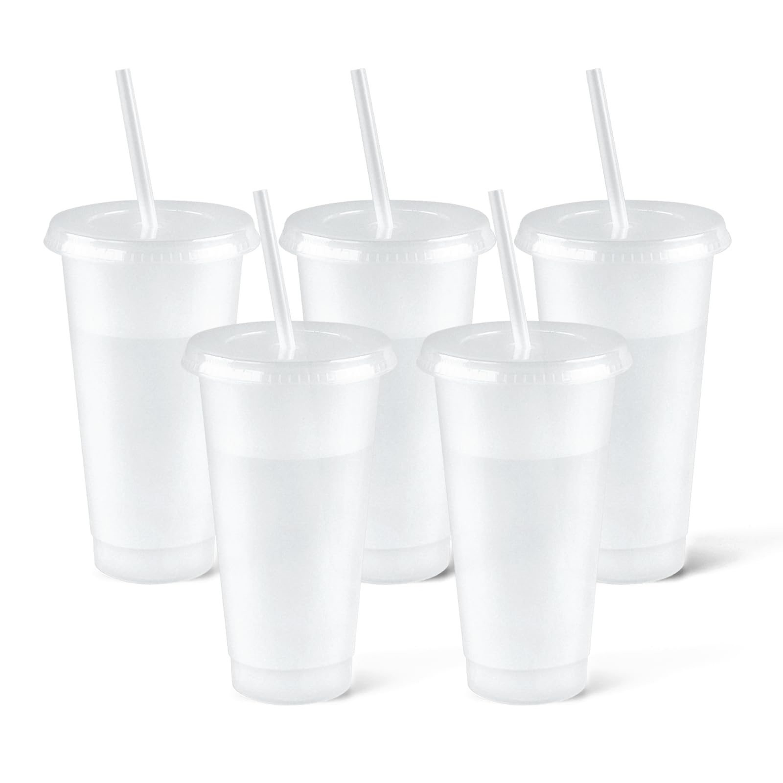 Reusable Glitter Cups with Lids & Straws - 710ml Plastic Tumblers for Parties, Smoothies, Coffee - Pack of 5-image-8fe32ab7-566b-4c59-a9dc-ee80a0616d5c-66559