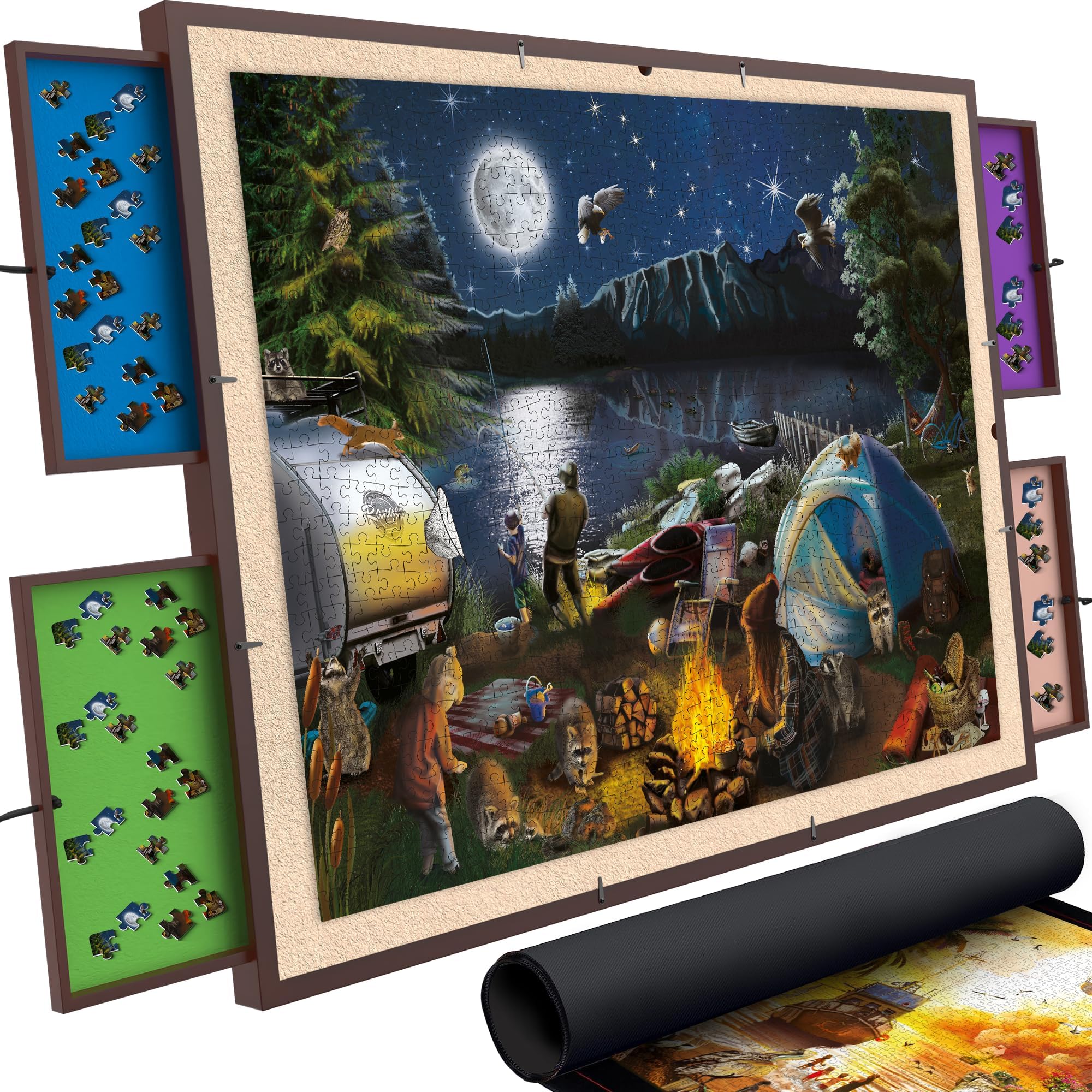 Spinning Jigsaw Puzzle Table - Brown 1500 Pieces-image-7ae627c2-325d-4e40-9f7d-60be7d4ed5a9-87030