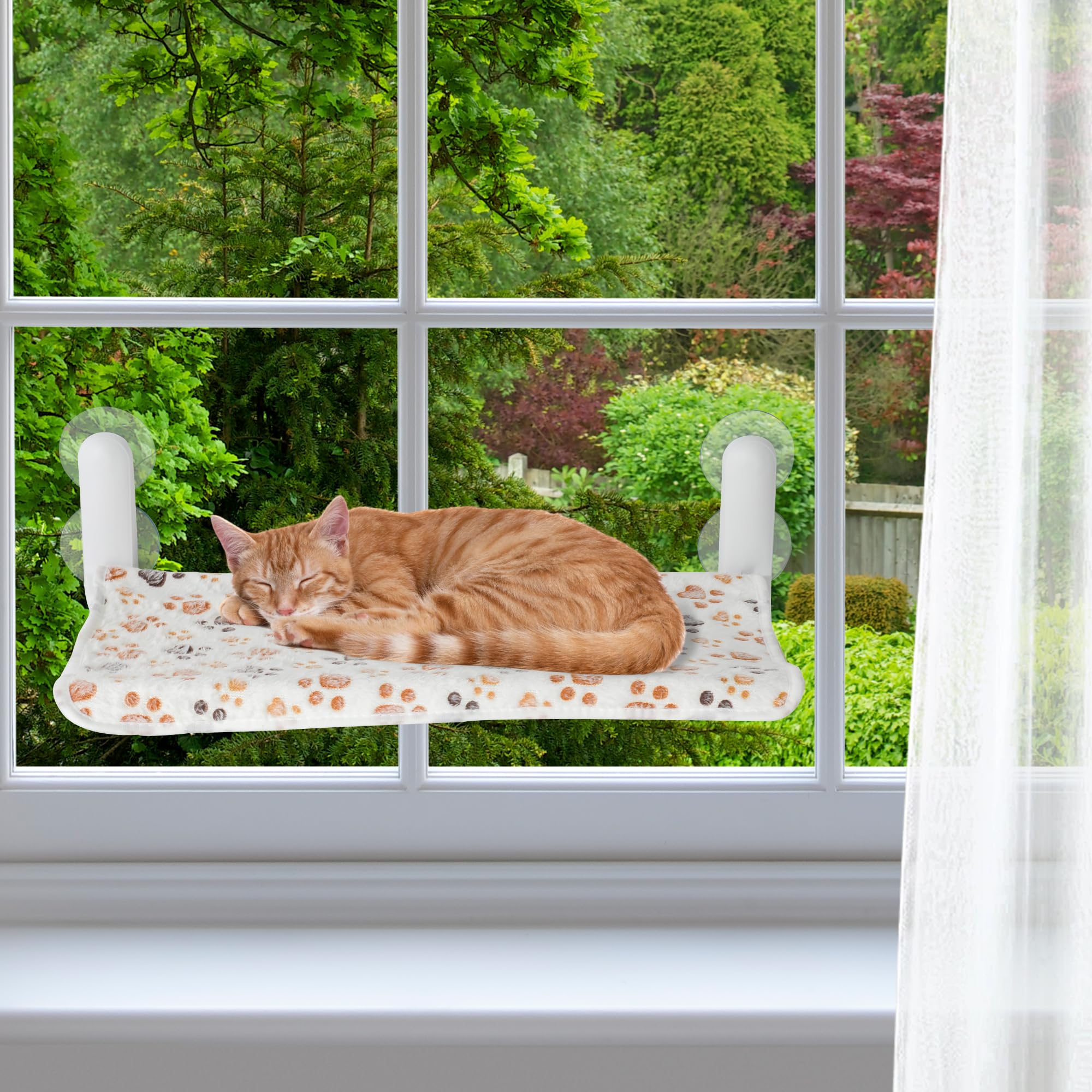 Cat Window Bed Hammock Foldable with Mat - Beige Medium 52x30CM-image-318ca748-4b81-4456-993a-779e2342f265-100390