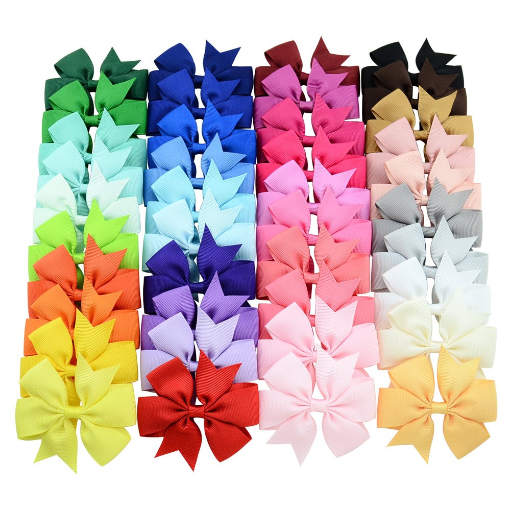 40 Pcs Baby Girls Hair Clips - Soft Grosgrain Ribbon Bowknot Alligator Clips-image-3aa8449a-23fa-46a0-8fa2-611b0c060e89-56531