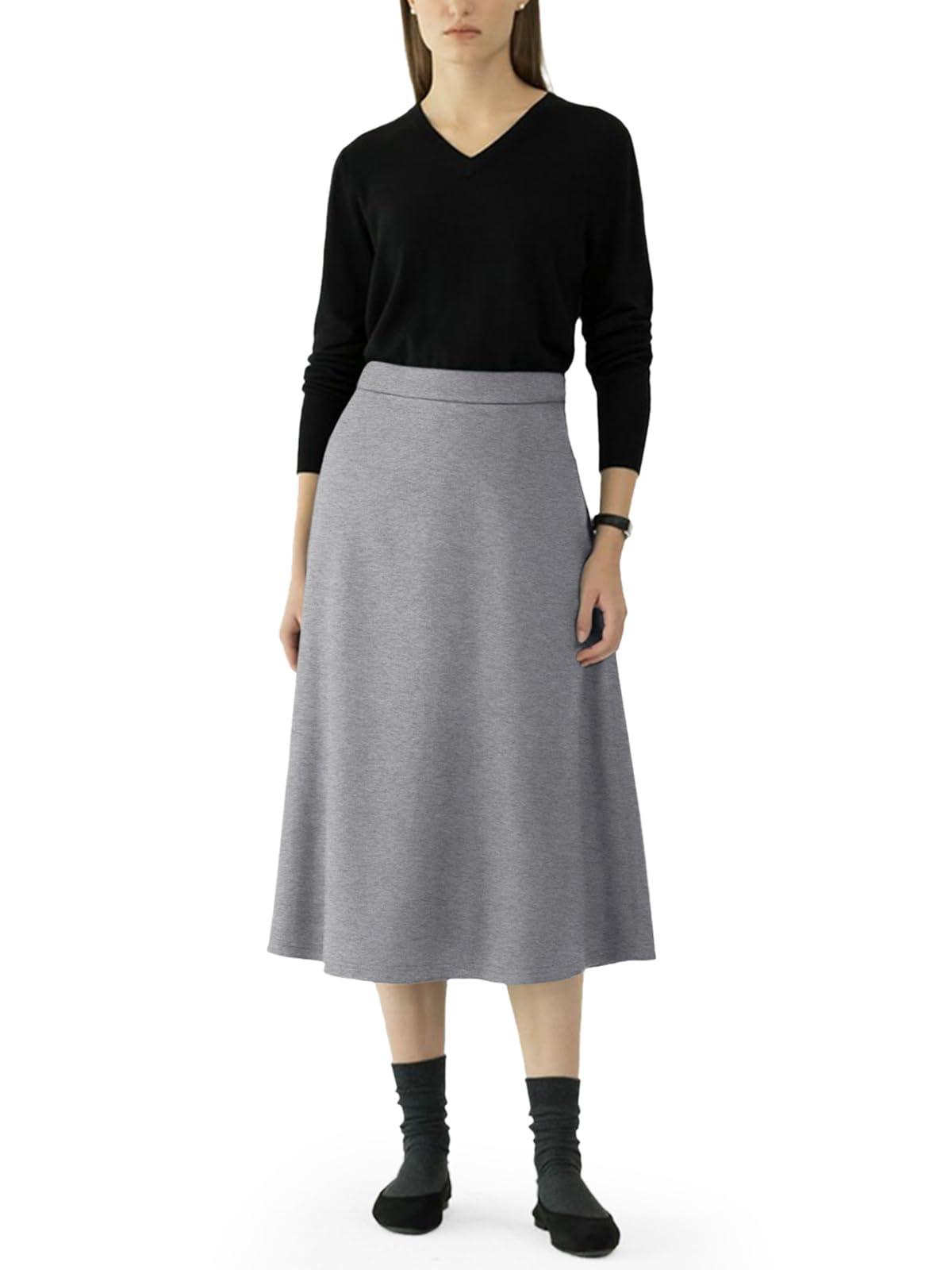 Women's Cotton Midi Skirt - Grey XXL-image-b9317dd9-d329-49e8-b9ea-0e1dd7ff06b0-92538