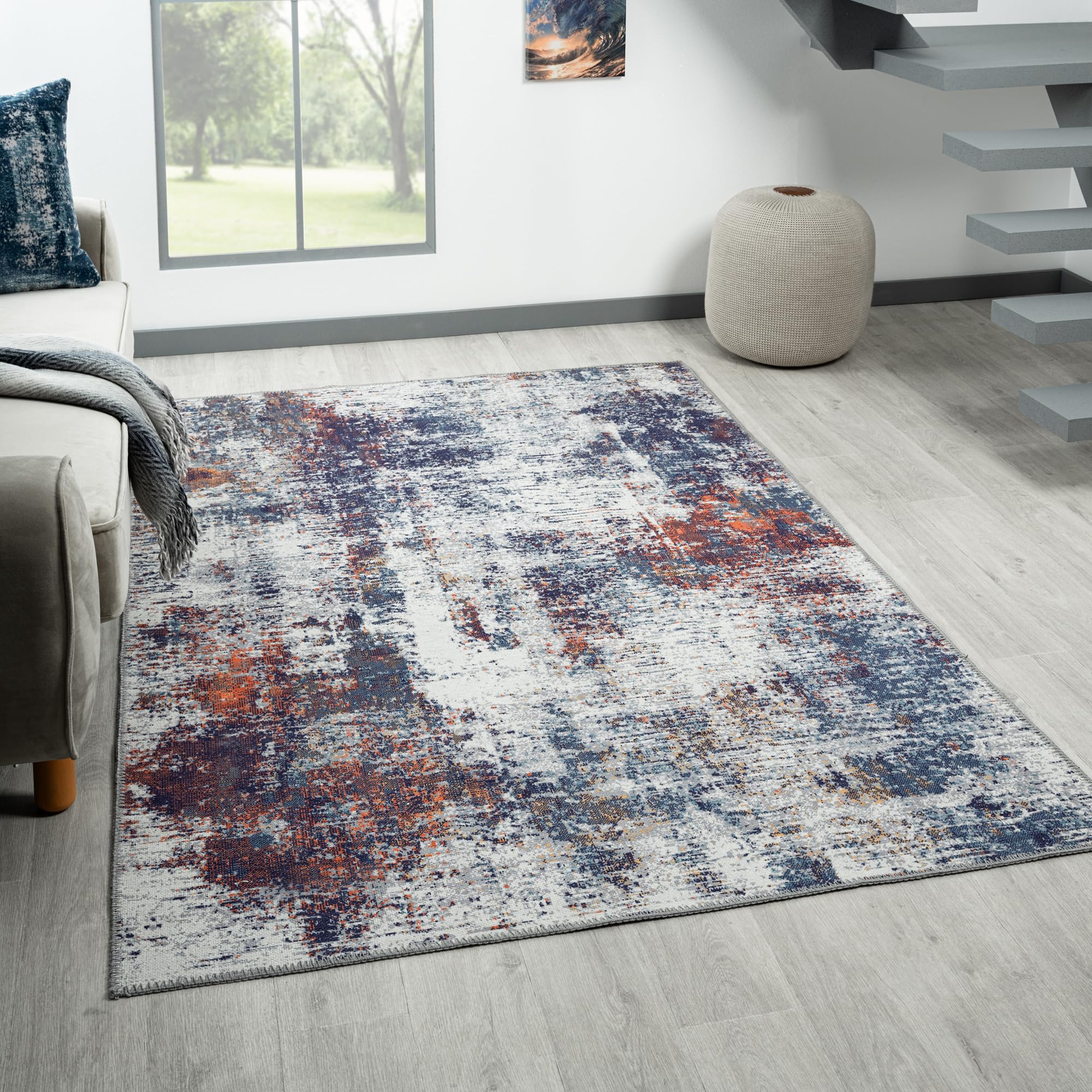 Stylish Abstract Multi Washable Area Rug - Easy Clean Modern Carpet for Living Room, Bedroom, Kitchen 200x290cm-image-d41c608c-1746-499d-a6ed-2bace023aeb1-54180