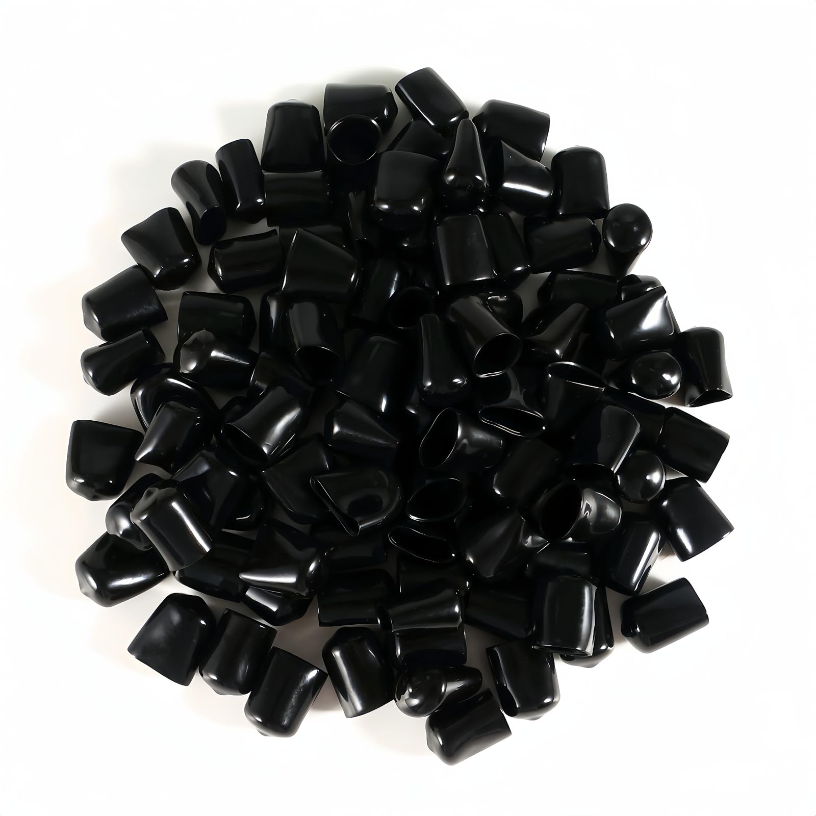 50 Stks Schroefdraadbeschermers, Binnendia 25mm PVC Rubber Ronde Buis Bolt Cap Plastic Eindkap Cover Zwarte Draadbeschermers