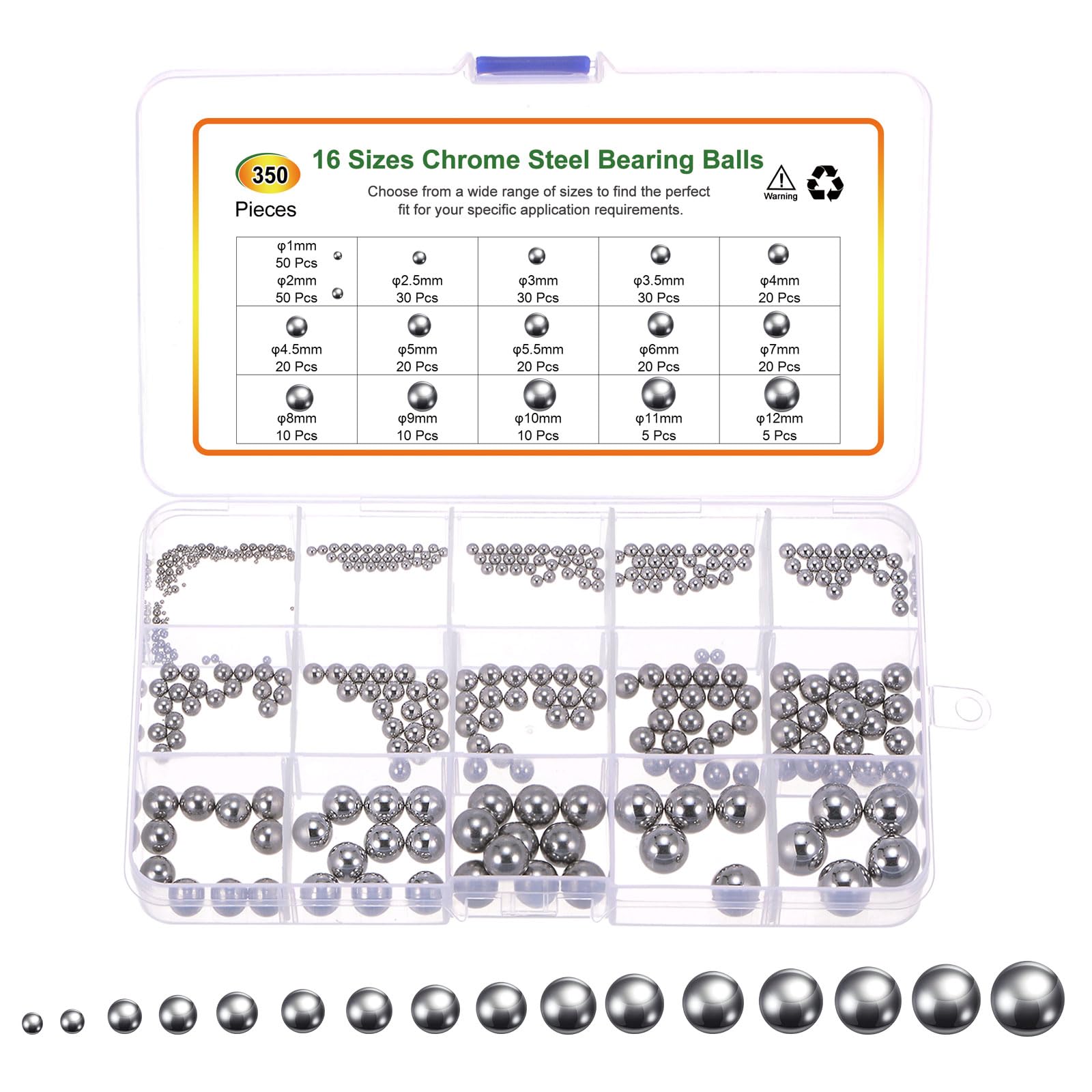 Sourcing Map 350 Pièces Billes De Précision 3.5mm En Acier Carbone Pour Roulements - Argent