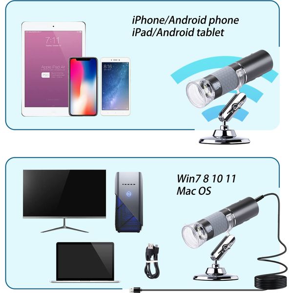 Cainda 4K 3840x2160P WiFi Digital Microscope For IPhone/Android