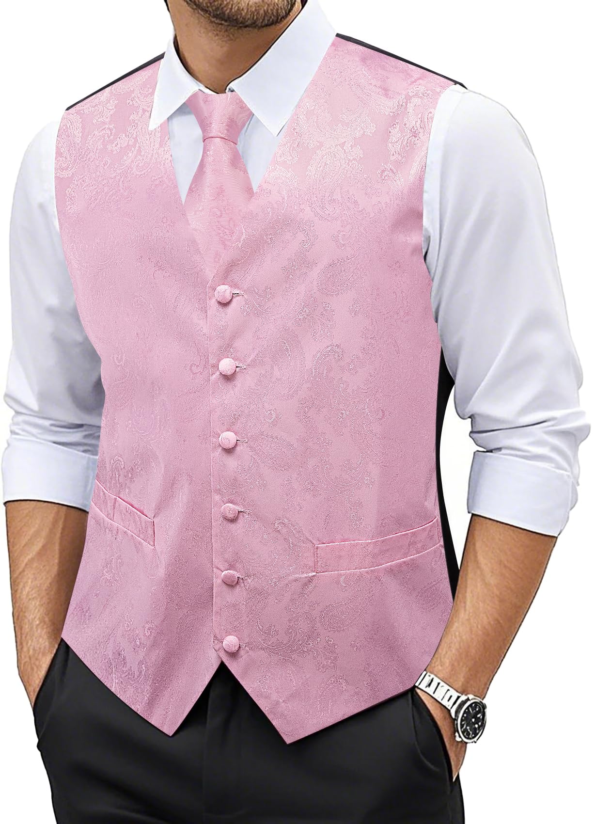 Men's 6-Piece Waistcoat Set - White Paisley S-image-f45a84a1-95ee-4027-979e-9b61f4ab3597-101743