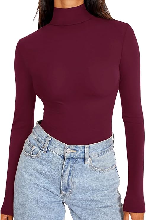 Long Sleeve Mock Turtle Neck Top - Burgundy Medium-image-dbec0cb1-a1a6-4e10-9d97-66c35a33d451-88979