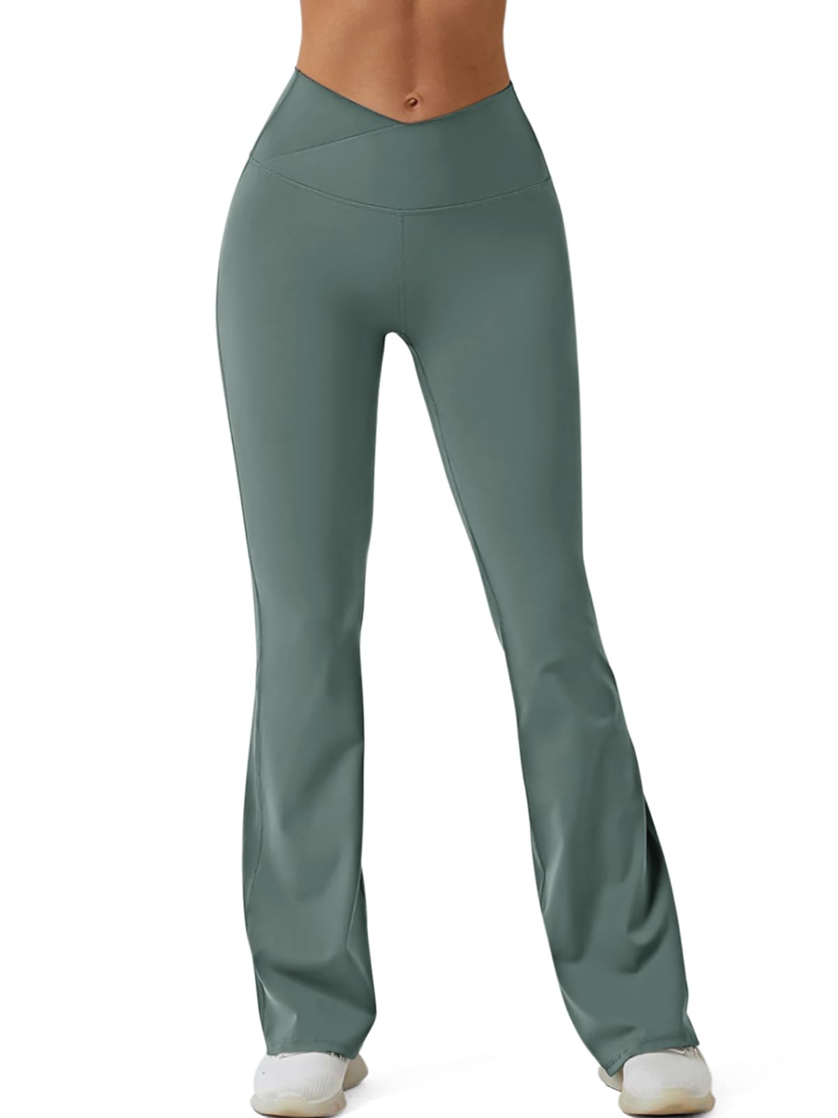Women's Wide Leg Yoga Trousers - Grey Green XL-image-7658acc3-de3f-49ee-809d-07799f8899a4-94916
