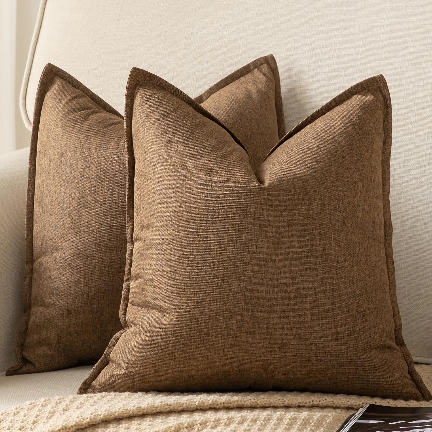 YAERTUN Pack of Decorative Linen Soild Cushion 2 16 x 16 40x40 cm-image-12e3647f-5244-4727-b316-66bef3f77541-49817