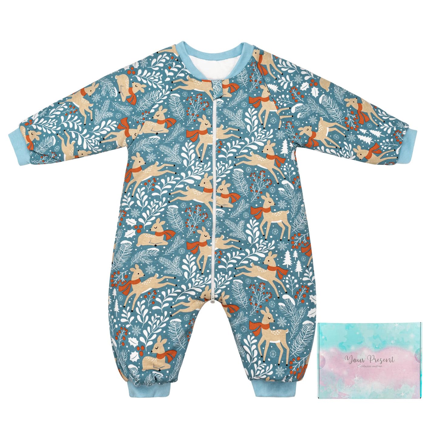 SIMYJOY 1.5 Tog Baby Sleeping Bag with Arms & Legs, 100% Cotton, Deer Design, 1-2 Years-image-40934d38-23e2-43c7-a59d-4018719dd292-54325