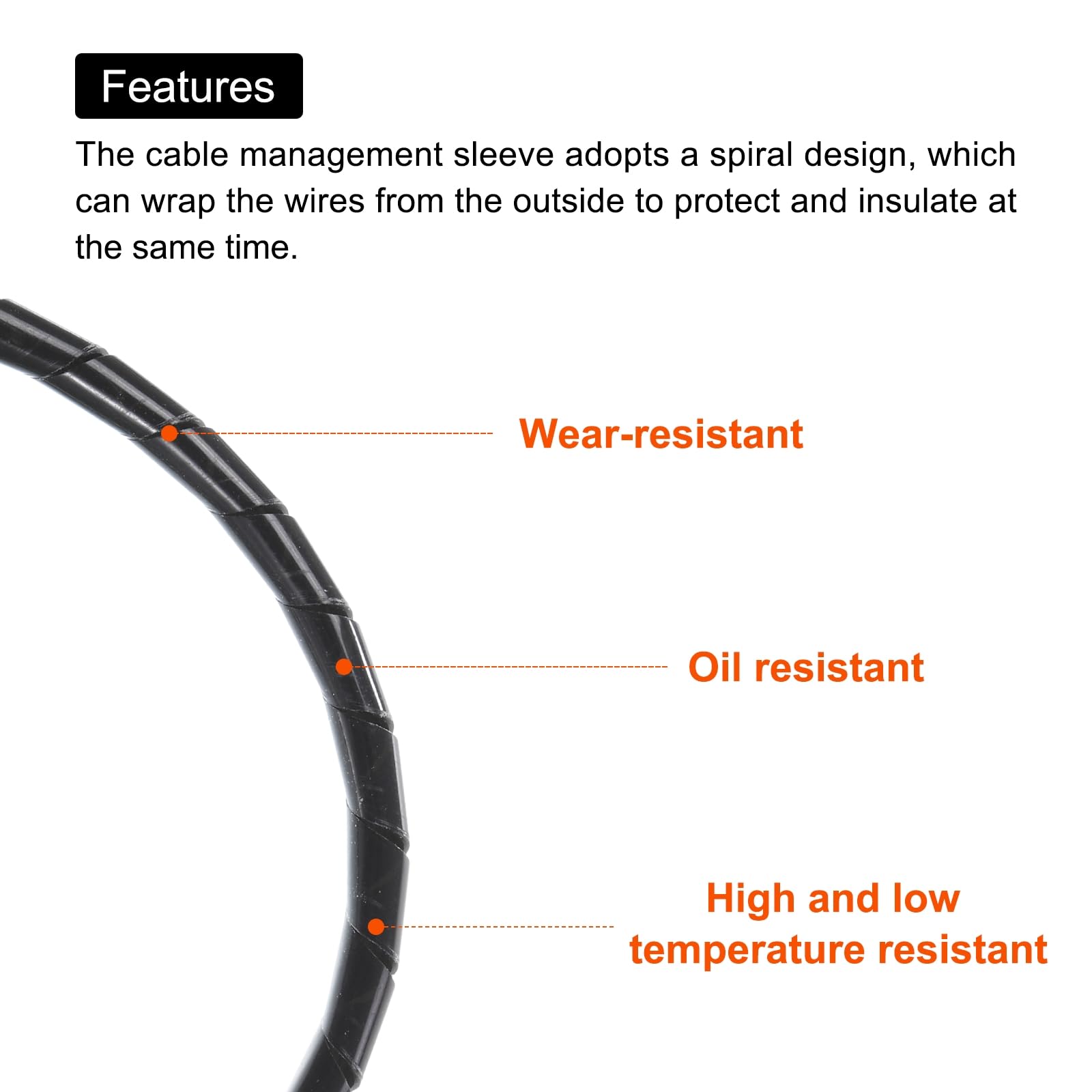 Sourcing Map Flexible Spirale Tube Enveloppe Câble Gestion Manchon 14 X