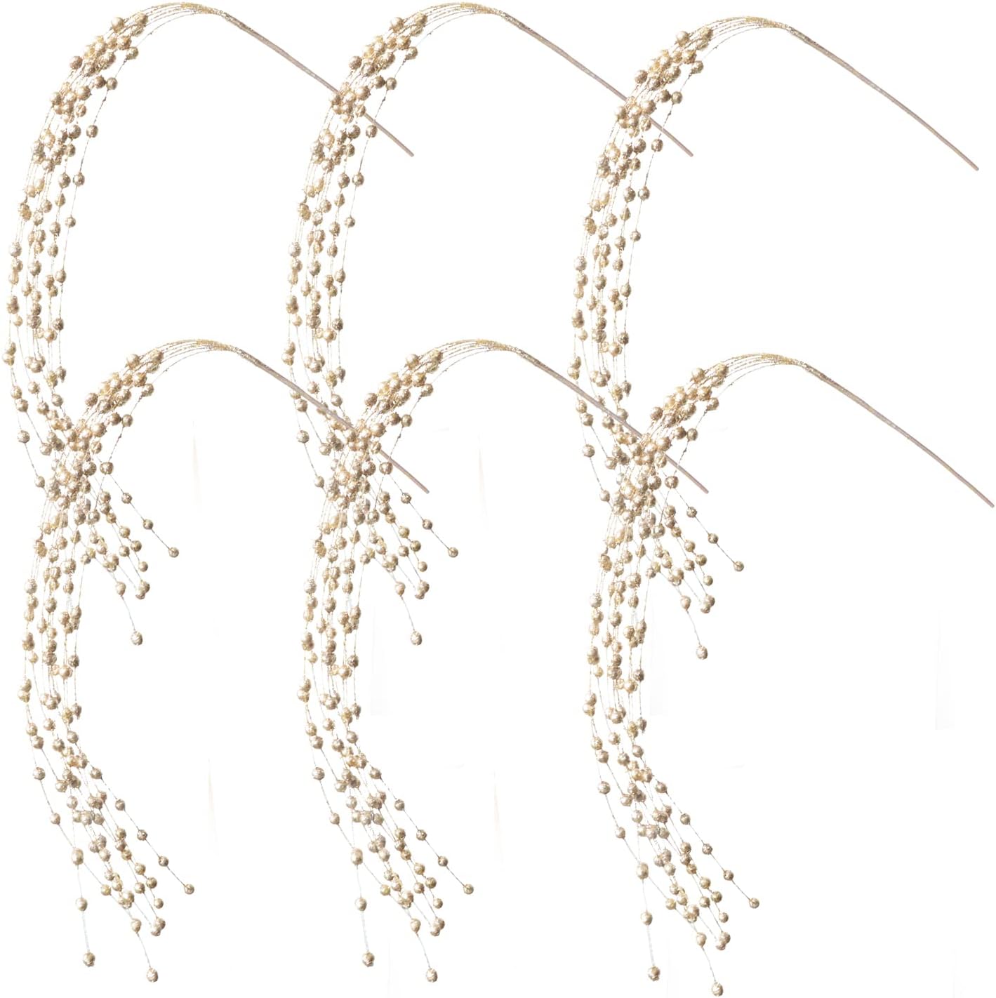 Pack of 6 Glitter Champagne Willow Christmas Berry Picks-image-138a36c4-05db-432c-9174-062cf7b62a21-62855