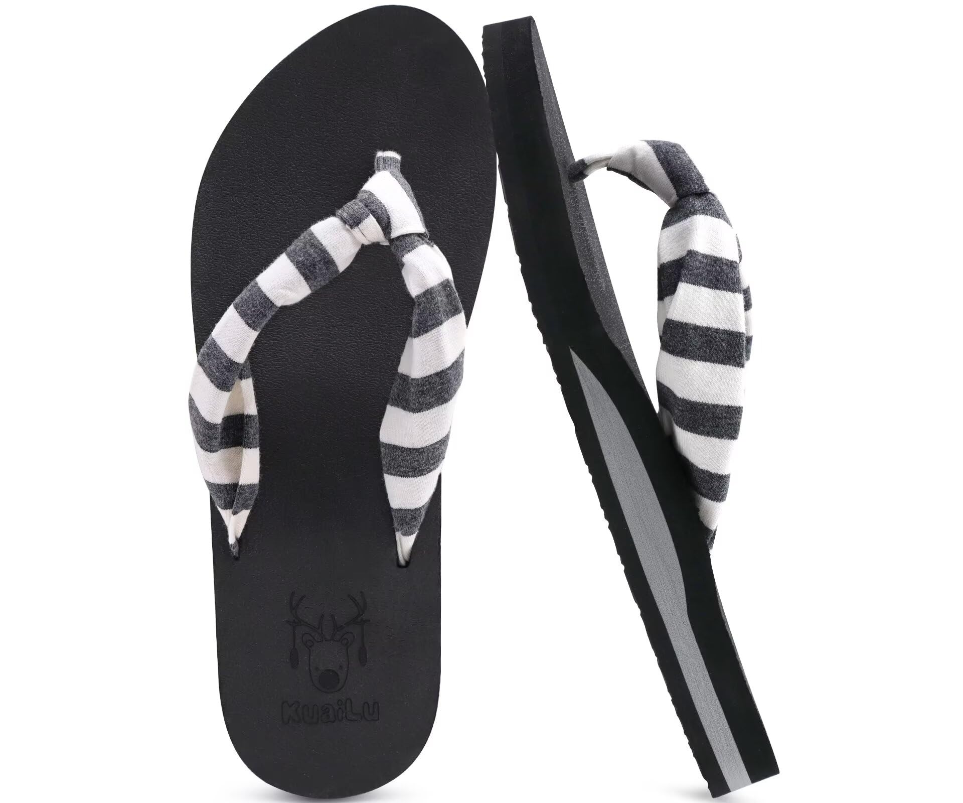 Women's Arch Support Flip Flops - Black White UK 7-image-fe6a8d60-6455-49af-bd4e-6b444004d110-118903