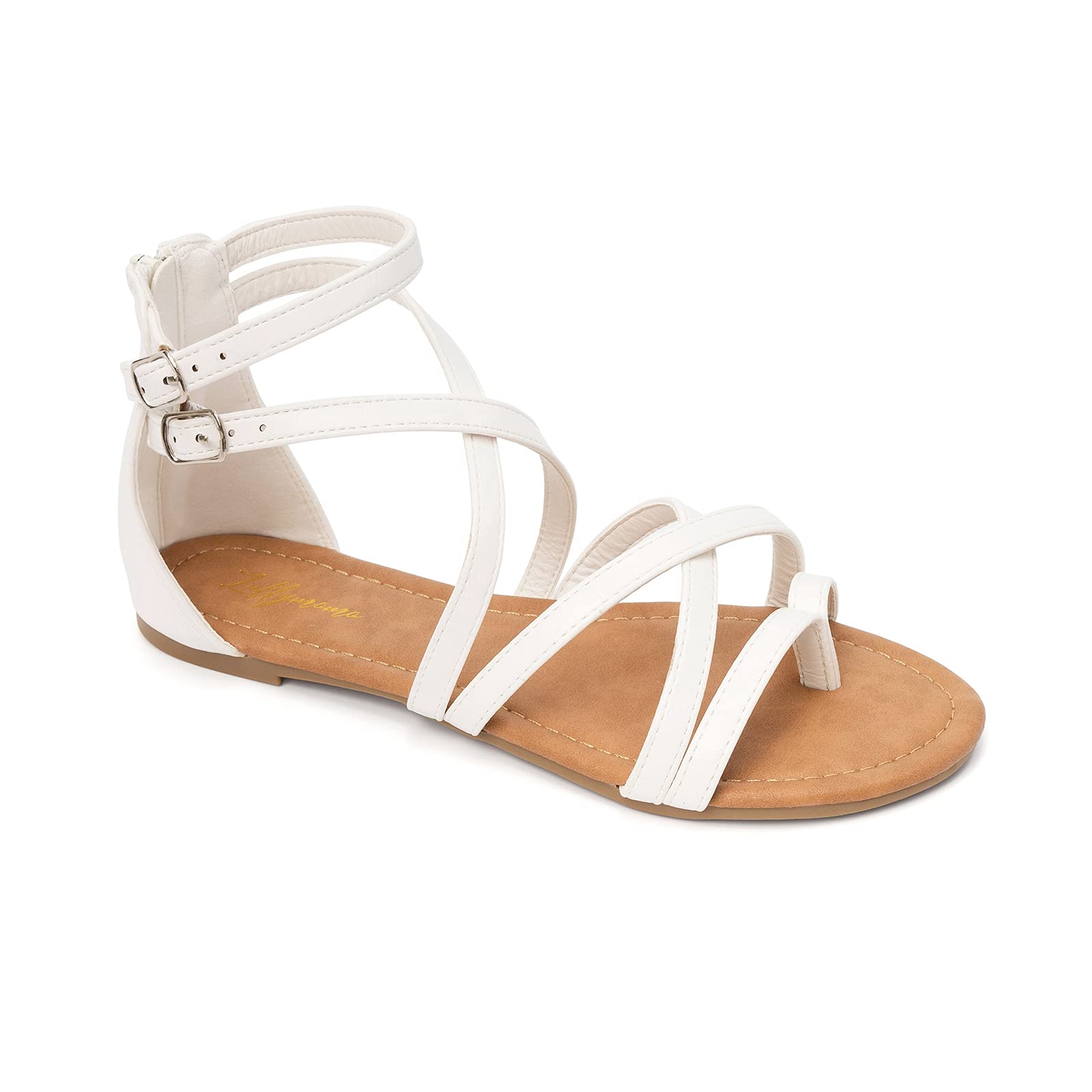Women's White Casual Strappy Sandals - Comfortable Adjustable Flats Size 8UK/42EU-image-964c6c66-2c91-48a6-aa99-581e79063563-53210