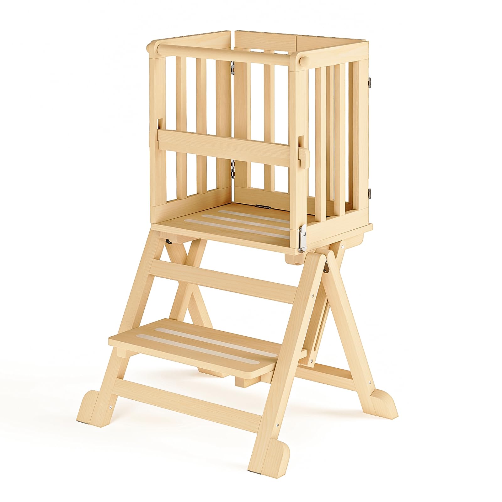 Toddler Kitchen Tower Foldable Step Stool - Natural Wood One Size-image-68f154ad-9c65-4615-ad18-4c81533a1f6d-94436