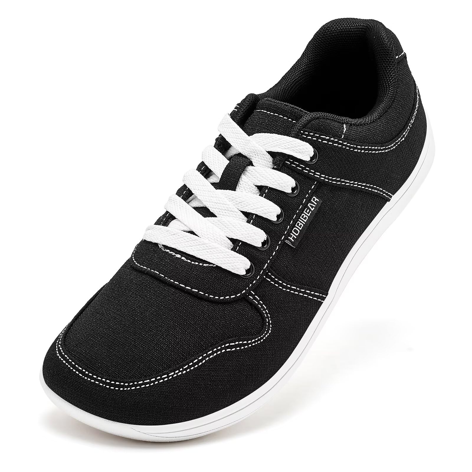 Unisex Canvas Shoes - Wide Fit Barefoot Style, Classic Black & White Sneakers, Zero Drop Sole, UK Size 8.5-image-f879e7f6-a906-4b9e-b3e2-36391642faa0-79299