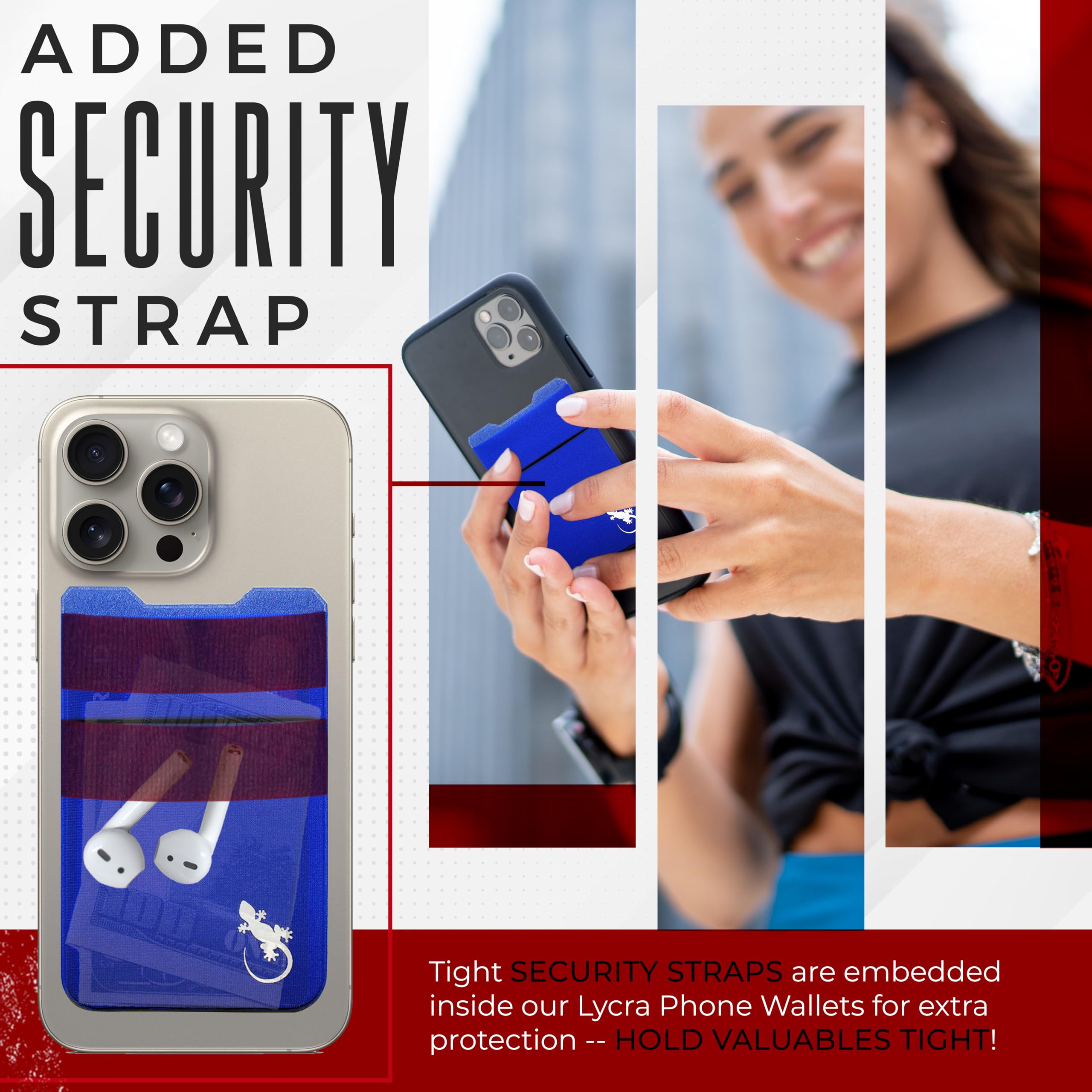 Gecko Adhesive Credit Card Holder For Phone Double Pocket Gecko