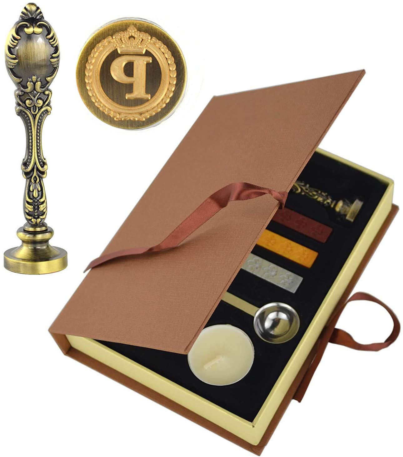 Vintage Initials Wax Seal Stamp Kit with Brass Head & Sealing Wax - Retro Gift Set for Letters & Crafts-image-75574941-e8fe-454a-83cb-82e20c4d2d65-68682