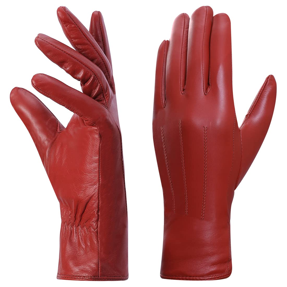 Women's Leather Gloves Fleece Lined - Red S-image-8bf4ab0d-076d-4985-b6ea-274b9f4dca48-111902
