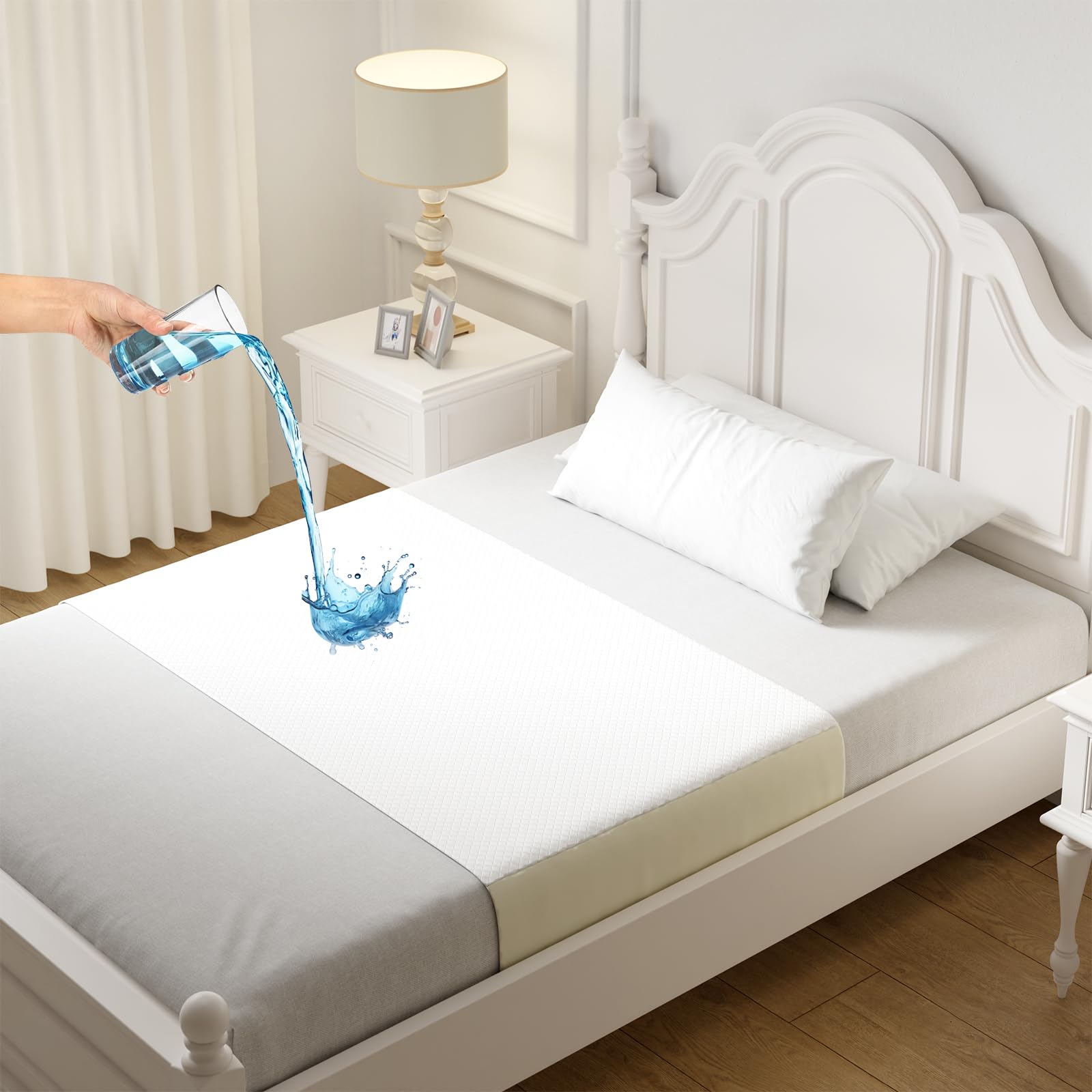 Waterproof Bed Pads with Tucks - 90x85cm White-image-e7fa3be3-5c84-4653-8756-fbdf356305f5-93656