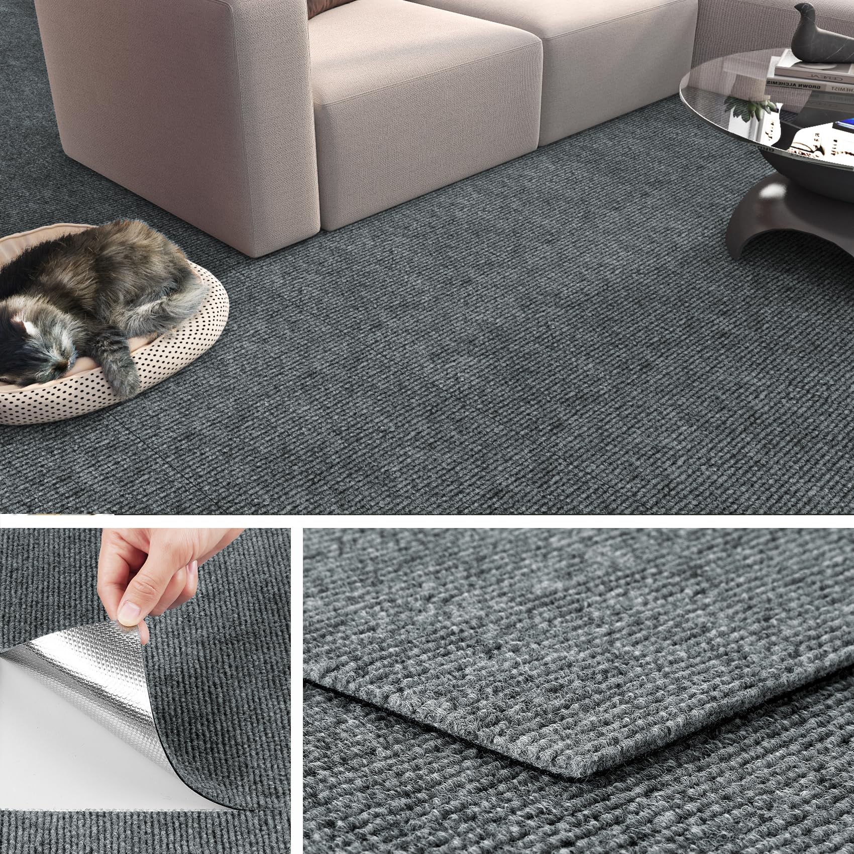 Self Adhesive Carpet Tiles - Light Grey 32 Tiles-image-15b873e2-04b1-4764-9a31-ea0076282232-108947