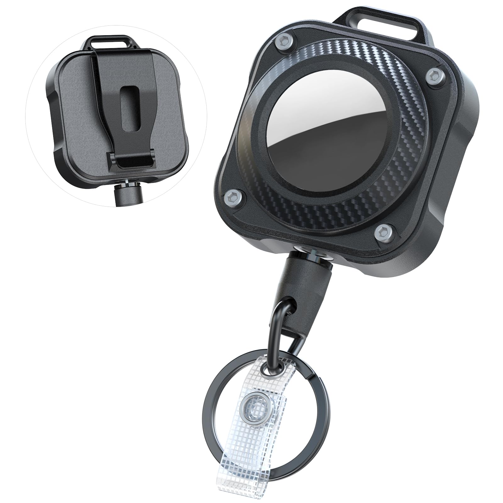 Retractable AirTag Keychain Badge Reel - Black Medium-image-83303864-d068-4fde-883f-0513097c50da-110254