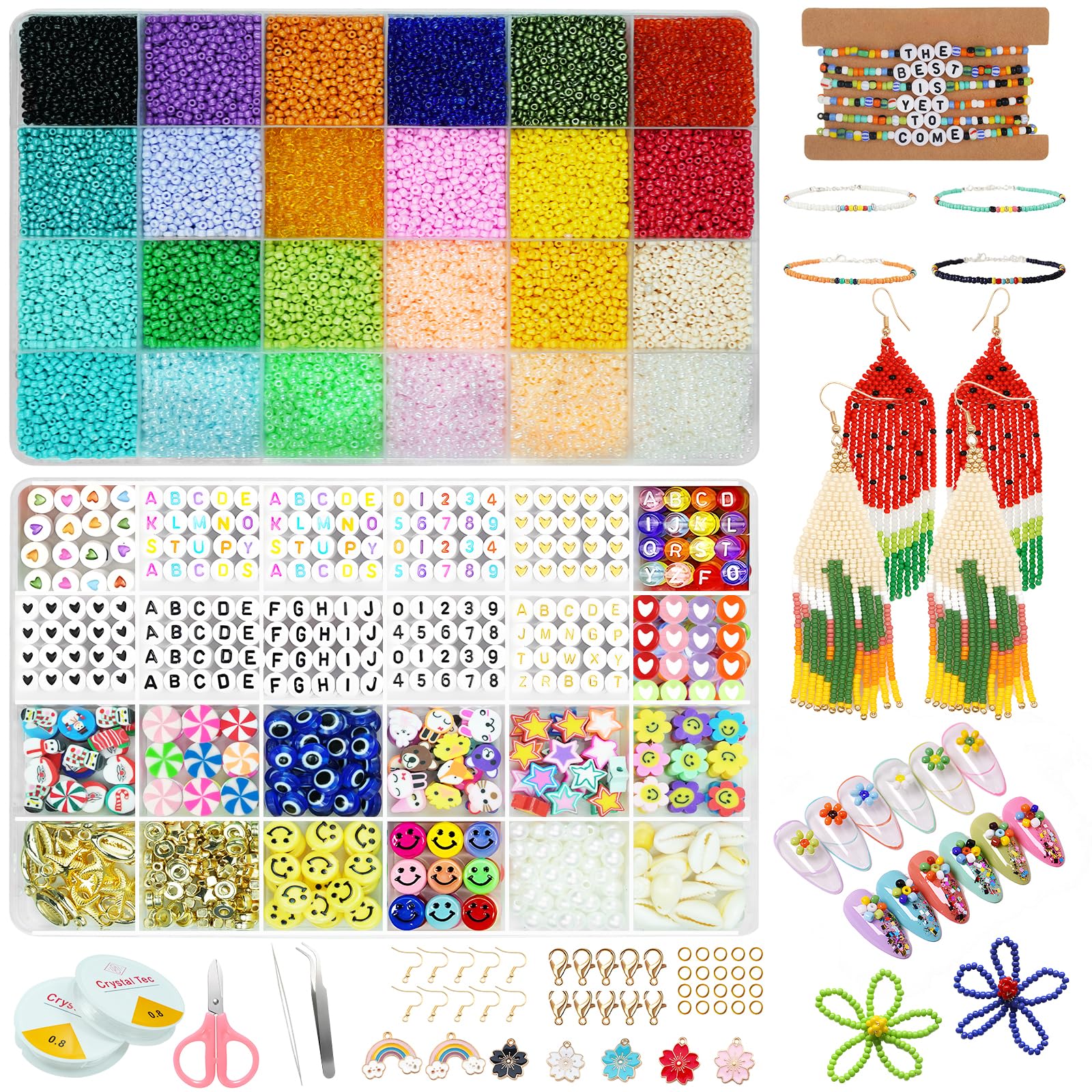 28000 Pcs Glass Seed Beads Kit - 24 Vibrant Colours, 2mm with Charms & Accessories-image-0b3b311a-b054-4849-af16-2b472ab05d62-25146