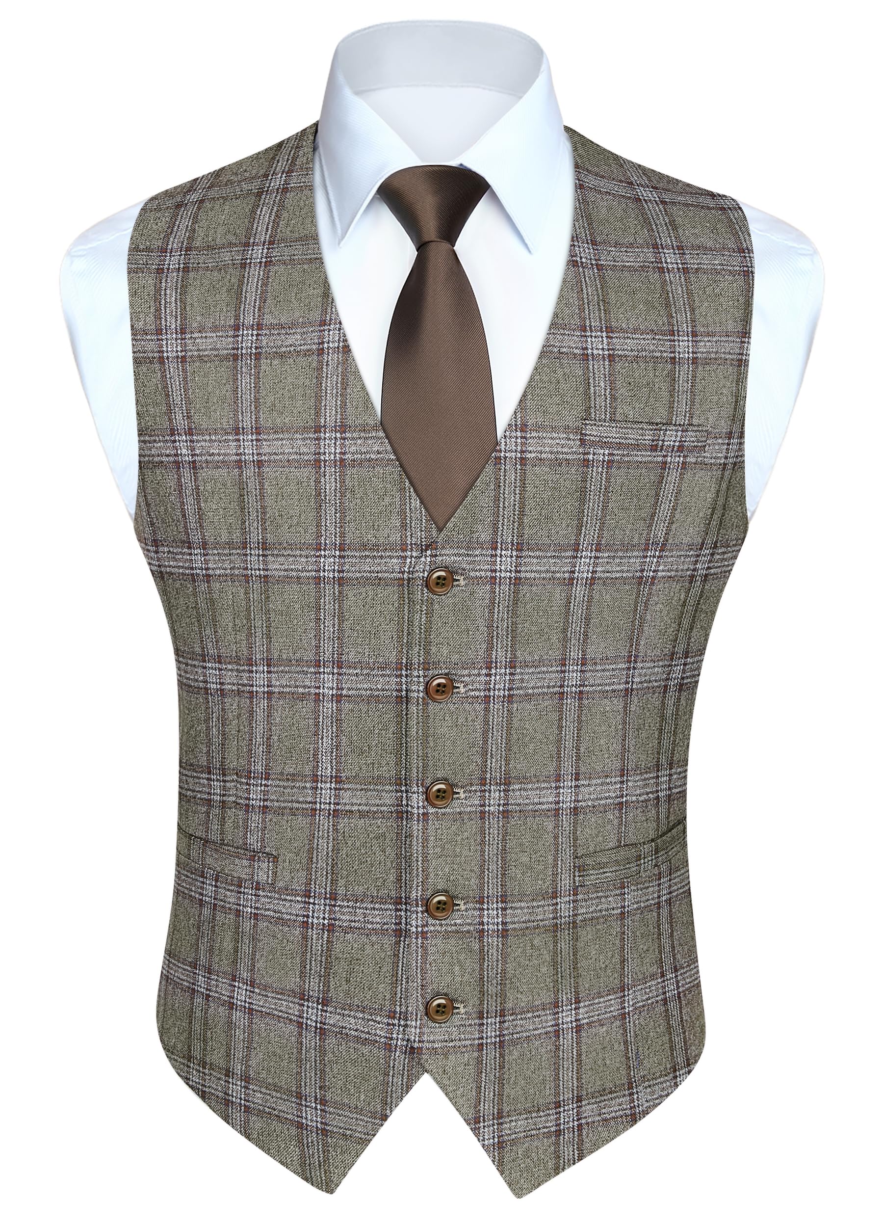 Men's Tweed Check Waistcoat - Grey/Brown 4XL-image-b8d179bc-5c30-4dfb-beea-c393182e66c9-103441