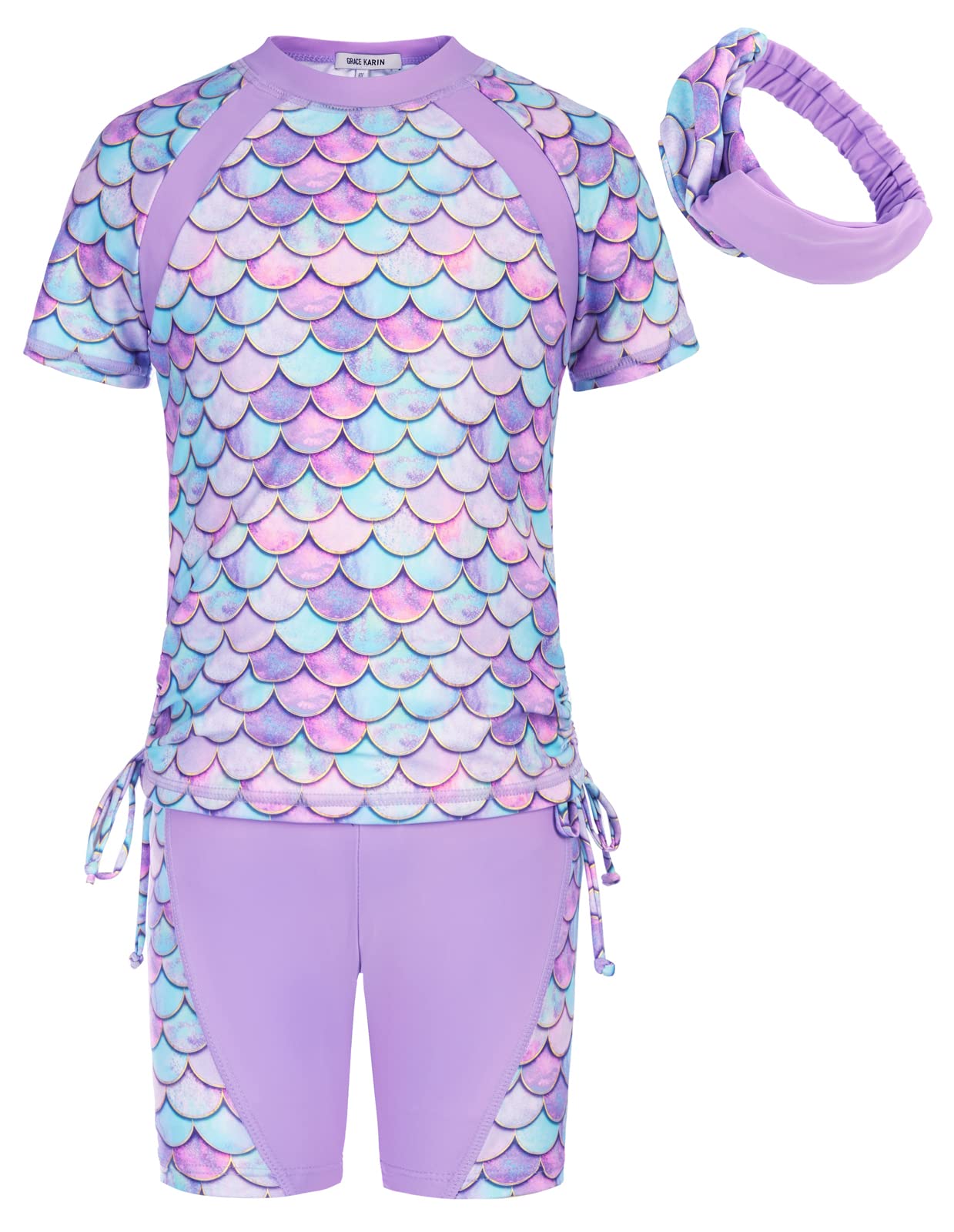 Girl’s 2pcs Swimsuit Rash Guard & Shorts - Pink Purple 8-10 Years-image-ac5548a8-64cf-4831-9fd1-b547c4c40b25-91207