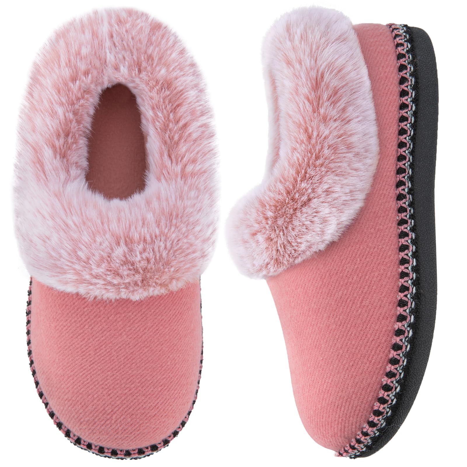 EverFoams Women's Rose Pink Memory Foam Bootie Slippers, Size 6 UK - Fluffy Collar & Non-slip-image-0fb631f9-d25e-45cf-8afc-01bcbf39d2e6-44025