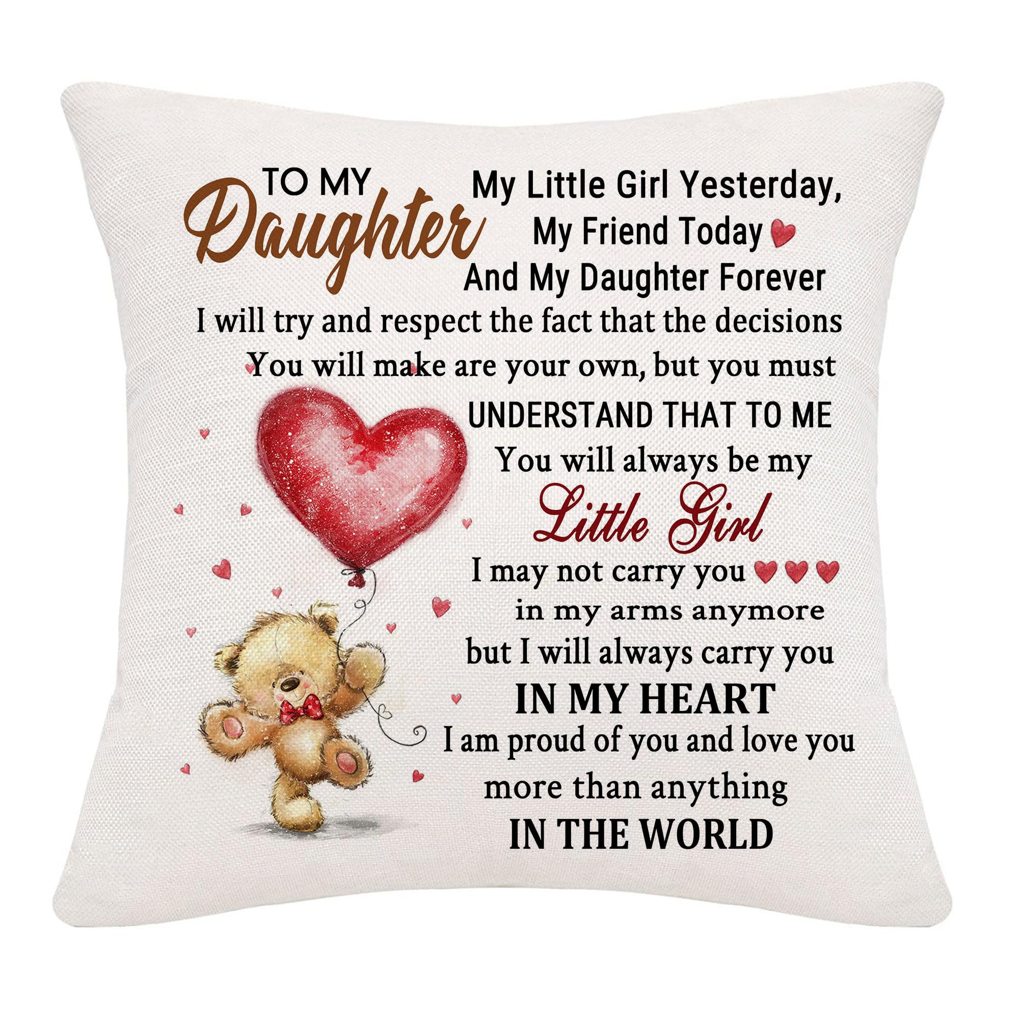 Gifts for Daughter from Mum & Dad | Sentimental Cushion Cover 45×45 cm | Birthday & Graduation Gift